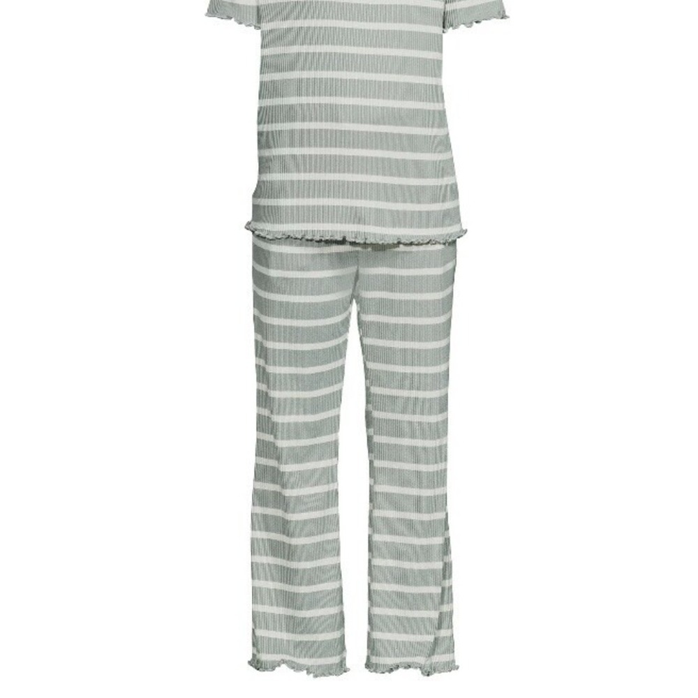 Wonder Nation Girls Rib Knit Pant XS 4-5 New with Tags Green White Lettuce Edge